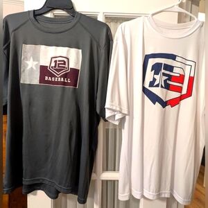 Men's Gray and White Custom Made Twelve Baseball T-Shirts
